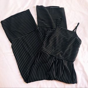 Stillettos Stripe Wide-Leg Jumpsuit Black & White